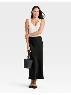 Target A New Day Black Maxi Slip Skirt - Smooth Silhouette